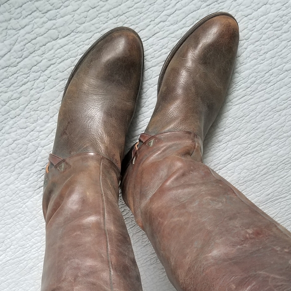 Coclico genuine leather tall riding boots low heel vintage-looking patina - Picture 12 of 13